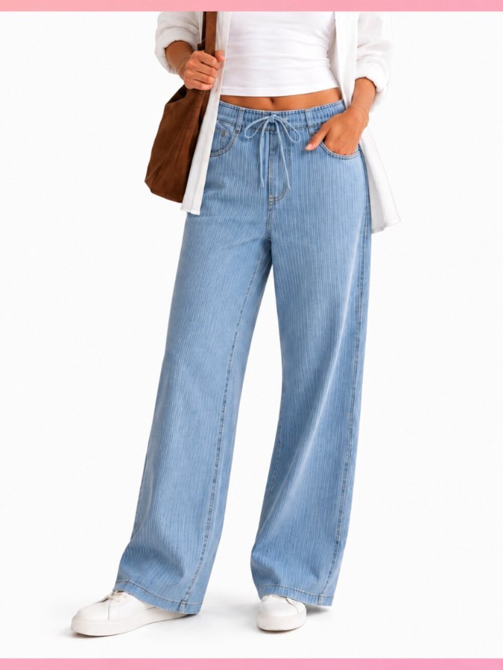 Women's FREE ASSEMBLY Blue & White Pinstripe Wide Leg Pants size 5